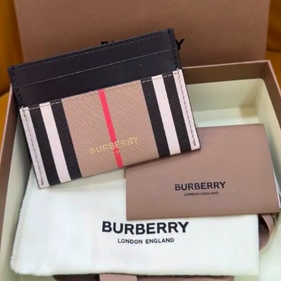 NWT  Burberry Sandon Icon Stripe E-Canvas Card Case - Picture 1 of 5